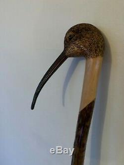 An Ian Taylor Curlew topped walking cane, length 125cm