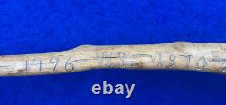 Antique 1796-1870 Masonic Hand Carved Wood Walking Stick Freemason Folk Art Cane