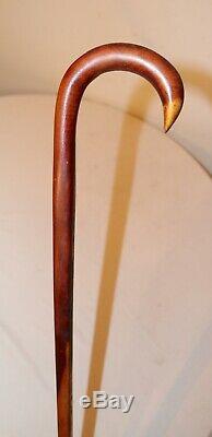 Antique 1800's 2-tone hand made carved Folk Art wood nickel walking stick cane