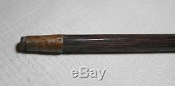 Antique 1800's hand carved made sterling silver Folk Art wood walking stick cane