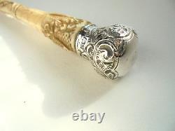 Antique 1900s Silver Carved Walking Stick Cane