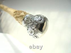 Antique 1900s Silver Carved Walking Stick Cane
