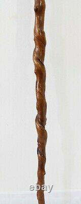 Antique 19th C Dandy Walking Stick / Cane, carved antler Peacock top, root shaft