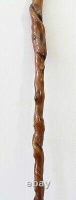 Antique 19th C Dandy Walking Stick / Cane, carved antler Peacock top, root shaft