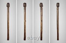 Antique 19th Century Folk Art Colonial & Native Portrait Carved Swagger Stick