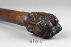 Antique 19th Century Folk Art Colonial & Native Portrait Carved Swagger Stick