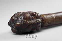 Antique 19th Century Folk Art Colonial & Native Portrait Carved Swagger Stick