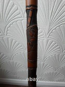 Antique 19th Century Japanese Carved Bamboo Walking Stick