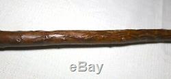 Antique 19th century hand carved thorn root wood Folk Art walking stick cane