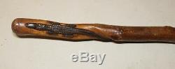 Antique 19th century hand carved wood Folk Art figural lizard walking stick cane