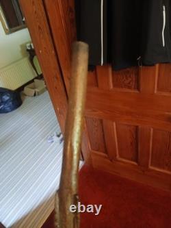 Antique 19thC Folk Art Hand-Carved Dual Snake Spiral Walking Stick Cane, 33