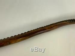 Antique 19thC Lookout Mountain Chattanooga Carved Wood Snake Walking Stick Cane