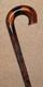 Antique 2 Tone Ebony Walking Stick / Cane Hand Carved Shaft Geometric Patterns