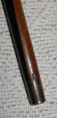 Antique 2 Tone Ebony Walking Stick / Cane Hand Carved Top Crouching Man