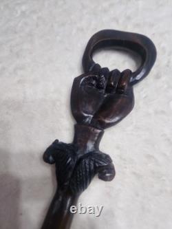 Antique African Carved Mans Head Walking Stick very good used condition