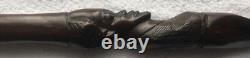 Antique African Carved Mans Head Walking Stick very good used condition