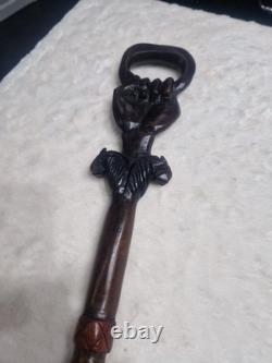 Antique African Carved Mans Head Walking Stick very good used condition
