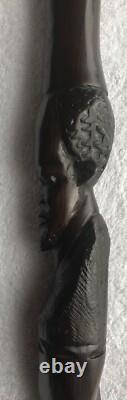 Antique African Carved Mans Head Walking Stick very good used condition