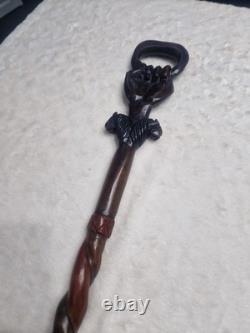 Antique African Carved Mans Head Walking Stick very good used condition