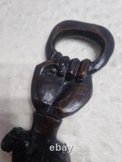 Antique African Carved Mans Head Walking Stick very good used condition