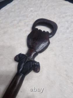 Antique African Carved Mans Head Walking Stick very good used condition
