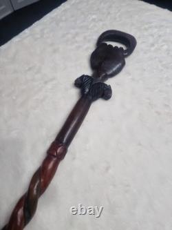 Antique African Carved Mans Head Walking Stick very good used condition