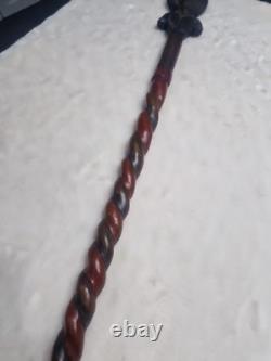 Antique African Carved Mans Head Walking Stick very good used condition