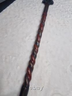 Antique African Carved Mans Head Walking Stick very good used condition