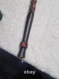 Antique African Carved Mans Head Walking Stick very good used condition