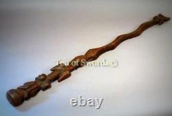 Antique African Figural Carved Walking Cane Staff Stick