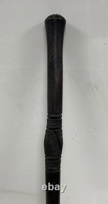 Antique African Malawian Carved Ebony Walking Stick 35 Long