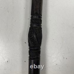 Antique African Malawian Carved Ebony Walking Stick 35 Long