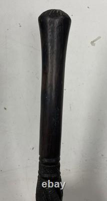 Antique African Malawian Carved Ebony Walking Stick 35 Long