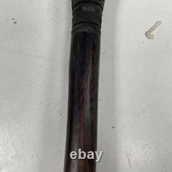 Antique African Malawian Carved Ebony Walking Stick 35 Long