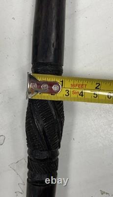 Antique African Malawian Carved Ebony Walking Stick 35 Long