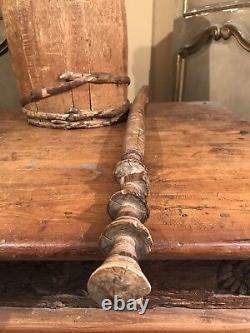 Antique African Spiritual Powers Wood Cane Walking Stick Carved 1880 Very Rare