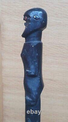 Antique African Staff/Walking Stick. Possibly Zulu Human Figure & double Snake