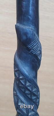 Antique African Staff/Walking Stick. Possibly Zulu Human Figure & double Snake