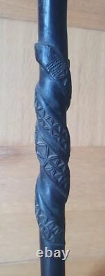 Antique African Staff/Walking Stick. Possibly Zulu Human Figure & double Snake