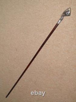 Antique African Walking Stick/Cane With Bovine Horn Carved Tribal Woman Top 83cm
