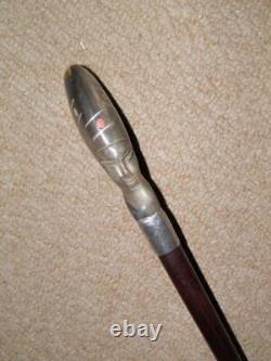 Antique African Walking Stick/Cane With Bovine Horn Carved Tribal Woman Top 83cm