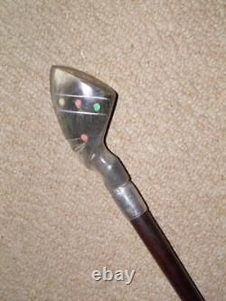 Antique African Walking Stick/Cane With Bovine Horn Carved Tribal Woman Top 83cm