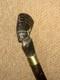 Antique African Walking Stick Hand Carved Bovine Horn Ladies Head & Brass Collar