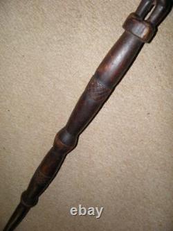 Antique African Yoruba Tribal Walking Stick With Hand-Carved Gatherer Top 87.5cm