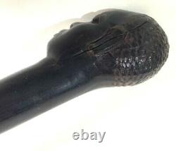 Antique African, carved Young male head walking stick, 94 cm long