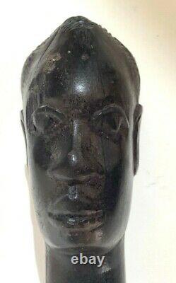 Antique African, carved Young male head walking stick, 94 cm long