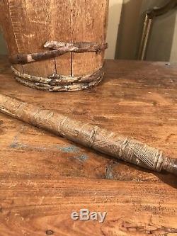 Antique African wood cane walking stick carved with figures 1880 Rare Spiritual