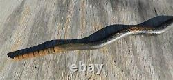 Antique American Carved Wood Rattle Snake Form Walking Stick Cane Painted Dry