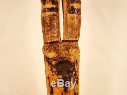 Antique American Folk Art Wood Carving Figural Carved Walking Stick Cane 36 3/4