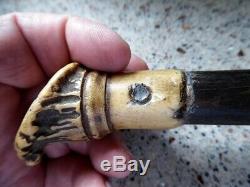 Antique Americana 1831 hand engraved and carved walking stick cane. W. William
